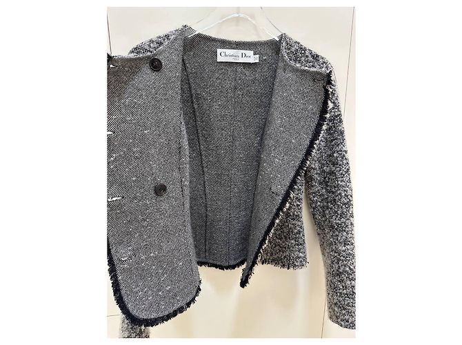 Giacca in tweed bianca e nera Christian Dior Sz.38 usata - vista 8