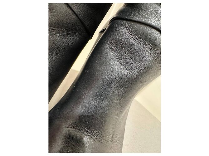 Hermès Black Leather Over-the-Knee Boots - Size 39 Pre-owned - view 11
