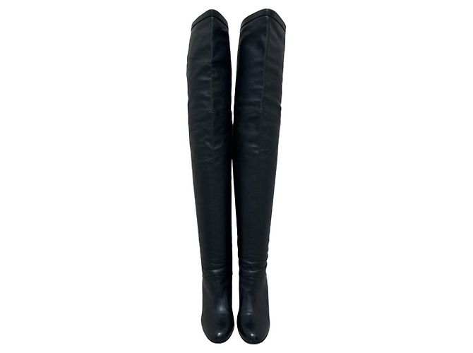Hermès Black Leather Over-the-Knee Boots - Size 39 Pre-owned - view 2