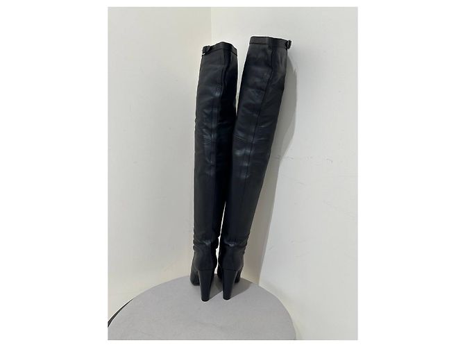 Hermès Black Leather Over-the-Knee Boots - Size 39 Pre-owned - view 5