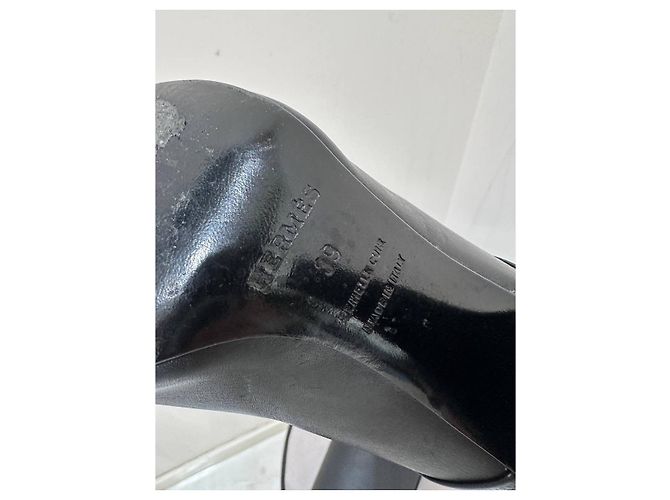 Hermès Black Leather Over-the-Knee Boots - Size 39 Pre-owned - view 7