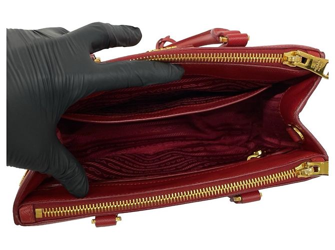 Borsa a mano Prada Galleria in pelle Saffiano Rosso - vista 9