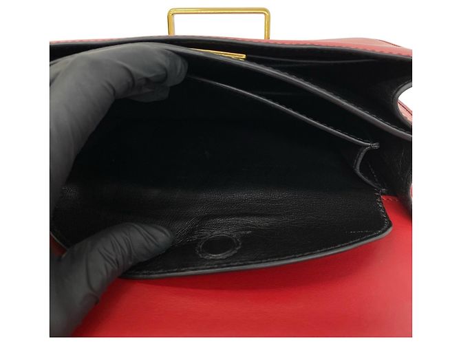 Borsa a tracolla in pelle Prada Cahier Logo Nero Rosso - vista 10