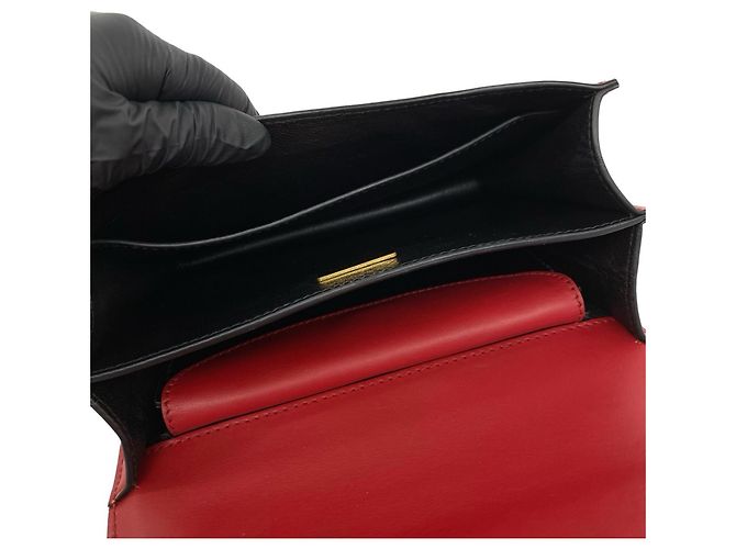 Borsa a tracolla in pelle Prada Cahier Logo Nero Rosso - vista 9