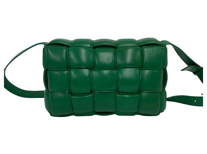 Borsa a tracolla in pelle Padded Cassette Bottega Veneta Verde - vista 3