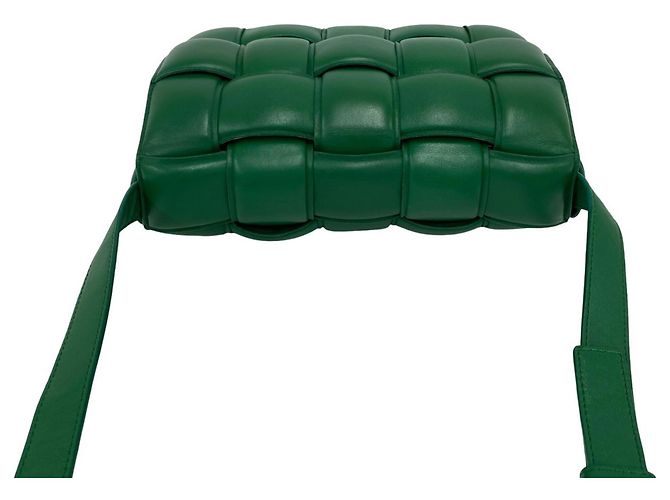 Borsa a tracolla in pelle Padded Cassette Bottega Veneta Verde - vista 4