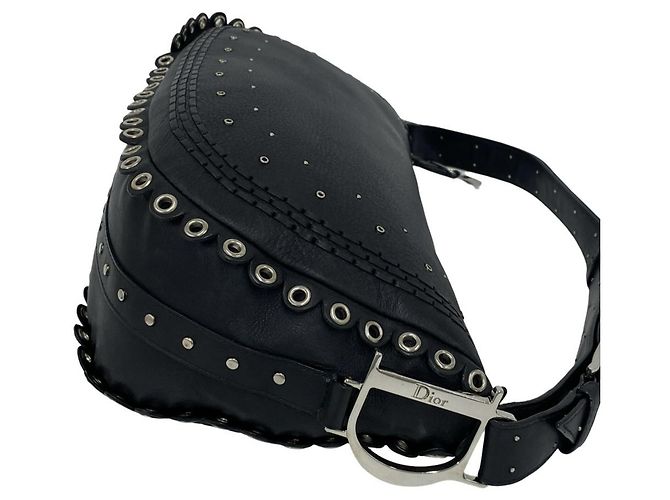 Borsa a tracolla in pelle Christian Dior con logo Peace & Love Nero - vista 6