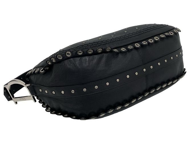 Borsa a tracolla in pelle Christian Dior con logo Peace & Love Nero - vista 7