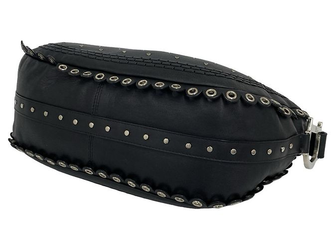 Borsa a tracolla in pelle Christian Dior con logo Peace & Love Nero - vista 8