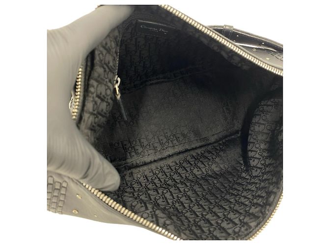 Borsa a tracolla in pelle Christian Dior con logo Peace & Love Nero - vista 9