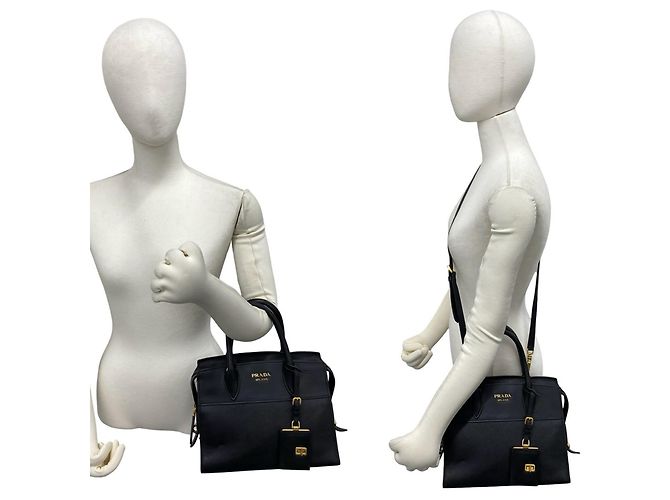 Borsa a mano Prada in pelle Saffiano nera Nero - vista 2