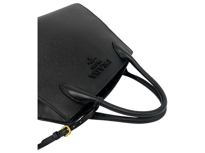 Borsa Prada in pelle Saffiano con logo monocromatico Nero - vista 4