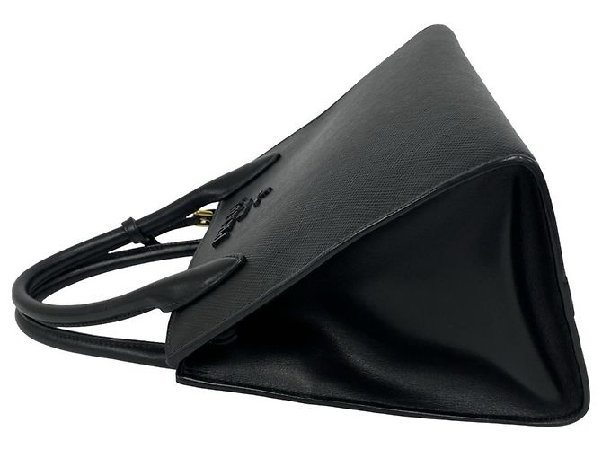 Borsa Prada in pelle Saffiano con logo monocromatico Nero - vista 5