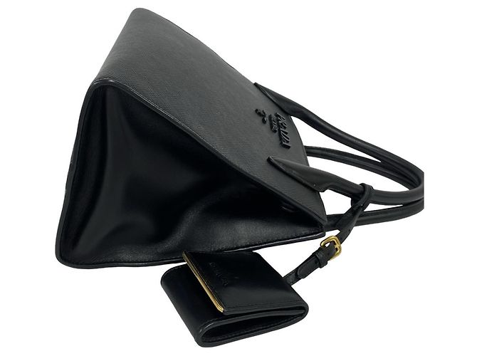 Borsa Prada in pelle Saffiano con logo monocromatico Nero - vista 6