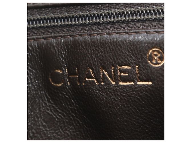 Chanel Bicolore Leather Shoulder Bag Dark brown - view 8