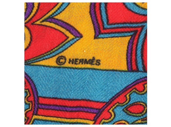 Hermès Foulard Hermes Carre Géant Indian Hunting Blu Arancione Giallo - vista 11