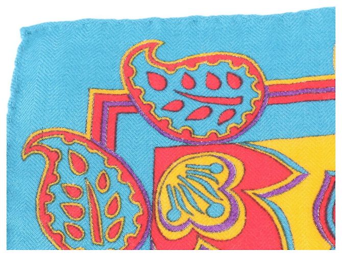 Hermès Foulard Hermes Carre Géant Indian Hunting Blu Arancione Giallo - vista 3
