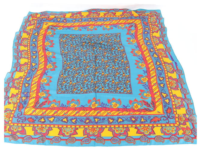 Hermès Foulard Hermes Carre Géant Indian Hunting Blu Arancione Giallo - vista 6