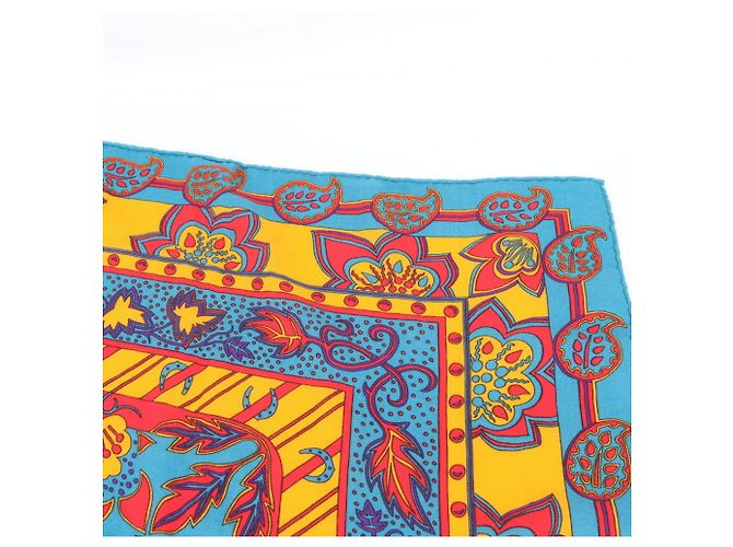 Hermès Foulard Hermes Carre Géant Indian Hunting Blu Arancione Giallo - vista 7