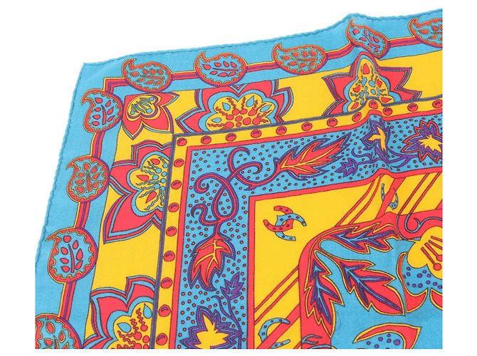 Hermès Foulard Hermes Carre Géant Indian Hunting Blu Arancione Giallo - vista 8