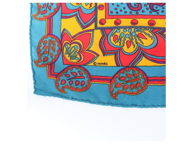 Hermès Foulard Hermes Carre Géant Indian Hunting Blu Arancione Giallo - vista 9