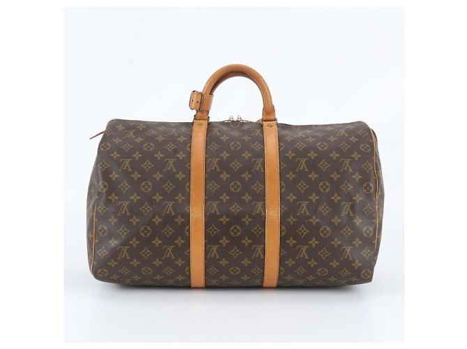 Borsa Boston Louis Vuitton Monogram Keepall 50 in pelle Marrone - vista 3
