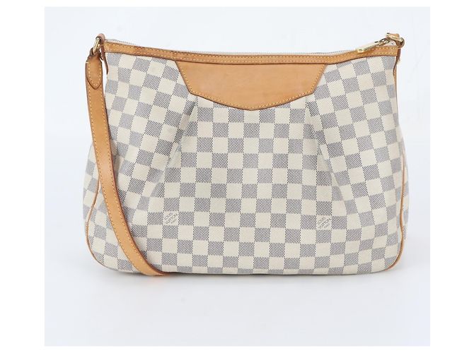 Borsa a tracolla Louis Vuitton Damier Azur Siracusa MM Marrone Beige - vista 3