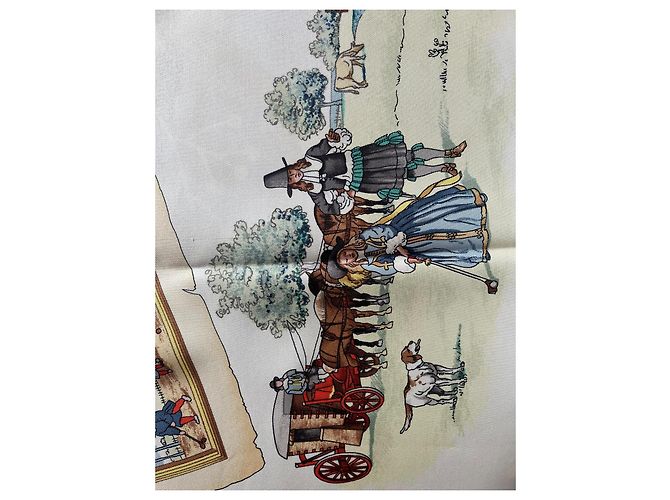 Hermès "The Royal and Ancient Game of Golf" Silk Square Scarf Brown White Red Blue Gold hardware - view 10