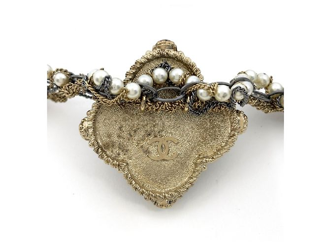 Collana a doppio giro con strass placcata oro Chanel D'oro - vista 2