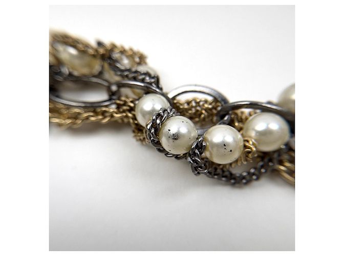 Collana a doppio giro con strass placcata oro Chanel D'oro - vista 5