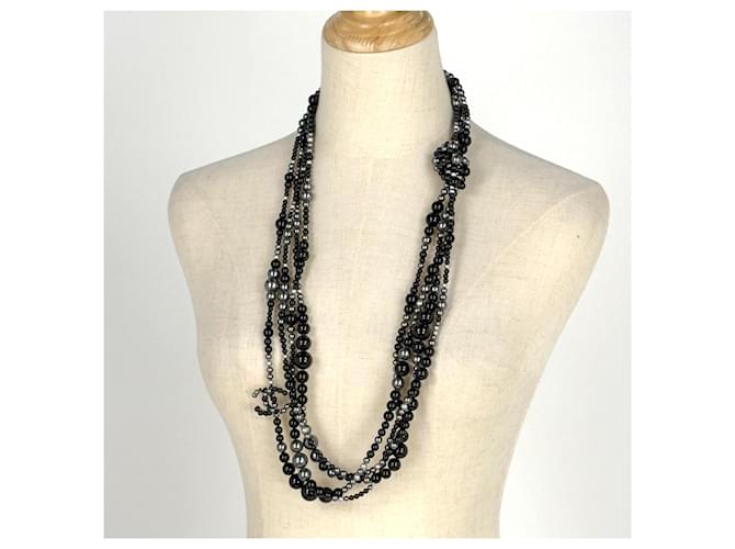 Collana Chanel Coco Mark Nero Argento - vista 6