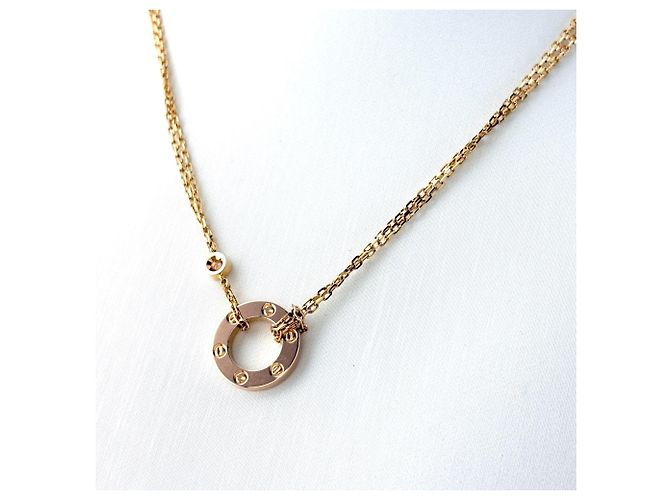 Colar Pendente Cartier Love Circle 2P Diamantes Ouro Rosa - vista 2
