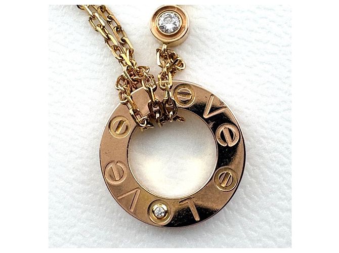 Colar Pendente Cartier Love Circle 2P Diamantes Ouro Rosa - vista 7