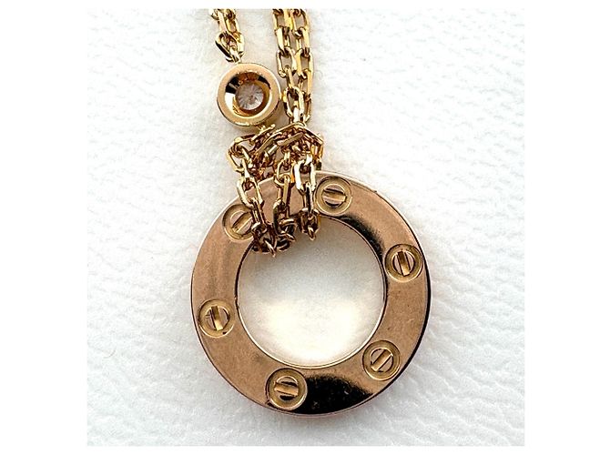 Colar Pendente Cartier Love Circle 2P Diamantes Ouro Rosa - vista 8