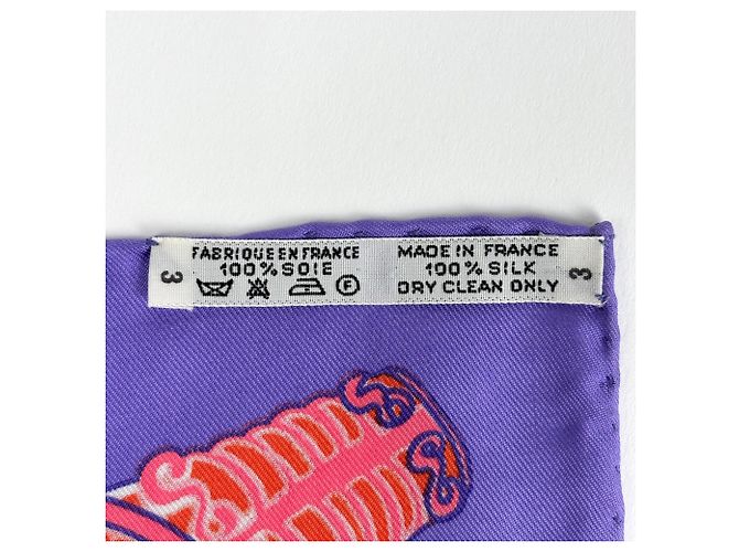 Hermès Foulard Hermes Carre 90 Etendards et Bonnieres Multicolore Porpora - vista 2