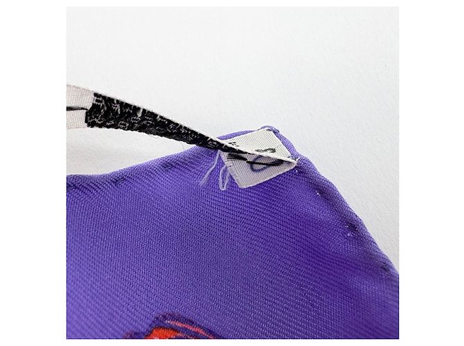 Hermès Foulard Hermes Carre 90 Etendards et Bonnieres Multicolore Porpora - vista 3