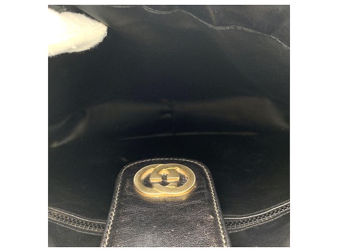 Gucci Vintage Black Leather Sherry Line Web Hobo Schultertasche Schwarz - Ansicht 6