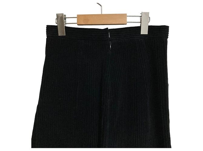 Autre Marque Falda plisada de pana de algodón BLAMINK Negro - vista 5