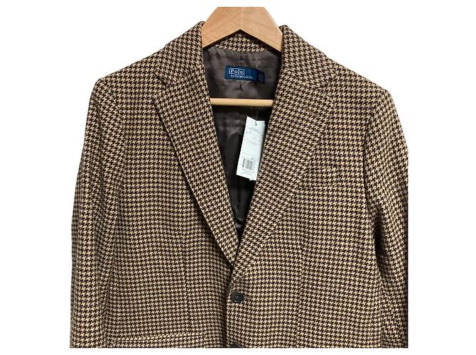 Blazer de lana de pata de gallo Polo Ralph Lauren Beige Camello - vista 4