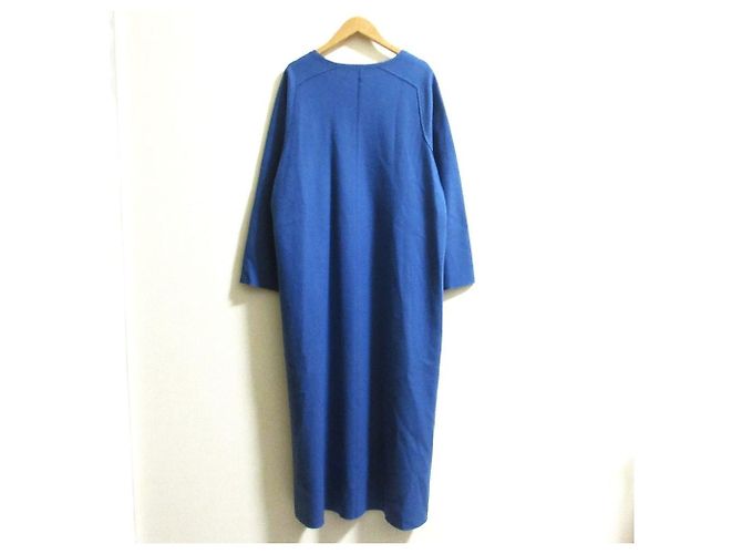 Autre Marque PLAIN PEOPLE Super140 Jersey V-Ausschnitt Kleid Blau - Ansicht 2