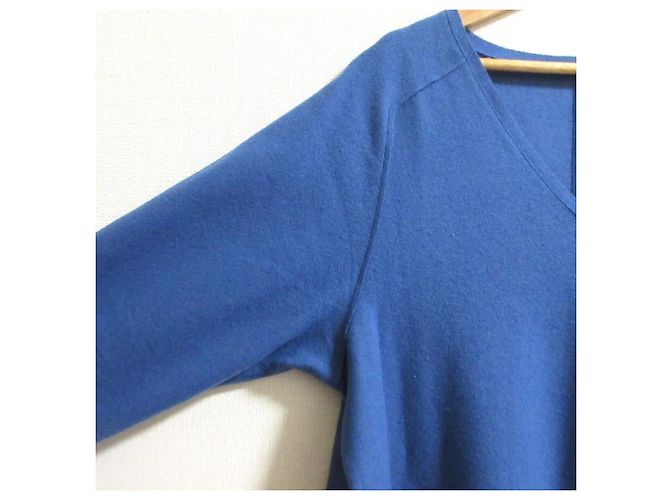 Autre Marque PLAIN PEOPLE Super140 Jersey V-Ausschnitt Kleid Blau - Ansicht 4