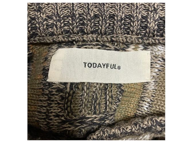 Autre Marque TODAYFUL Vintage Pattern 3D Knit Sweater Brown Khaki - view 4