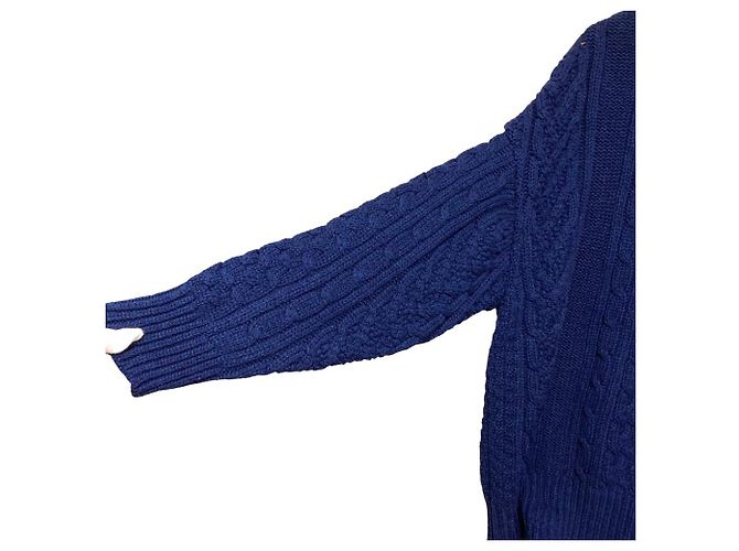 Autre Marque noir kei ninomiya Rollkragenpullover mit Zopfstrick Blau Marineblau - Ansicht 4