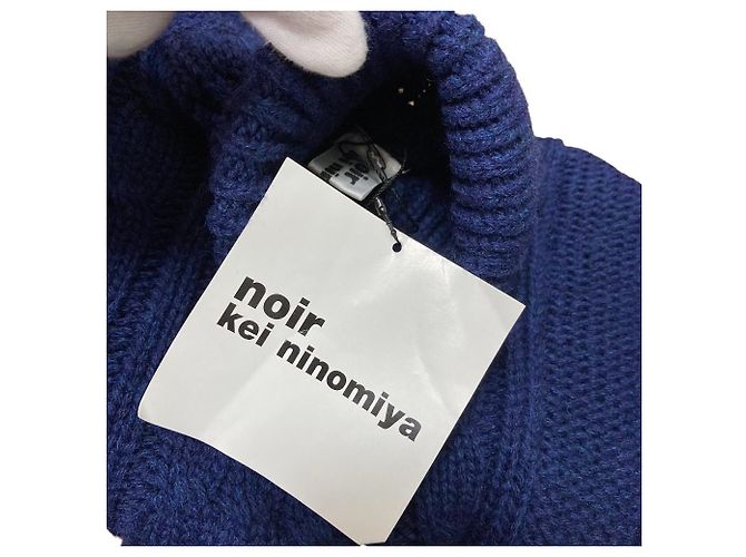 Autre Marque noir kei ninomiya Rollkragenpullover mit Zopfstrick Blau Marineblau - Ansicht 7