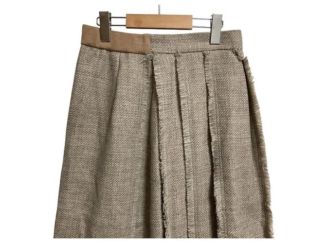 Autre Marque Falda plisada con flecos de lana Drawer Castaño - vista 3