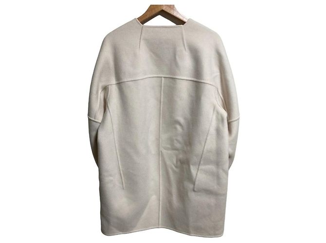 Autre Marque Abrigo sin cuello de lana de castor Drawer Crudo - vista 2