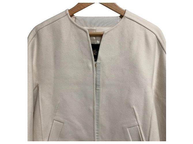 Autre Marque Abrigo sin cuello de lana de castor Drawer Crudo - vista 4
