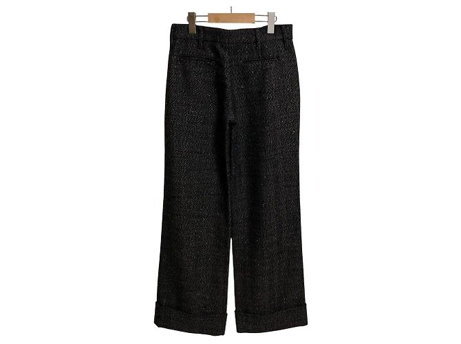 Marni weite Hose aus Kaschmir-Tweed Blau Marineblau - Ansicht 2