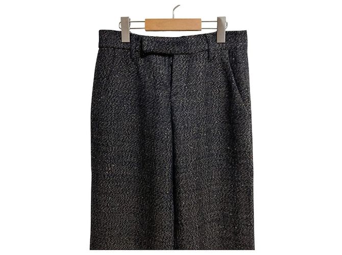 Marni weite Hose aus Kaschmir-Tweed Blau Marineblau - Ansicht 3