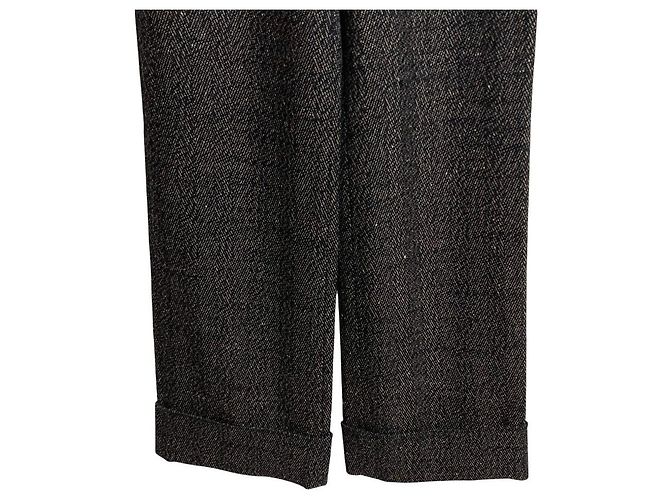 Marni weite Hose aus Kaschmir-Tweed Blau Marineblau - Ansicht 4
